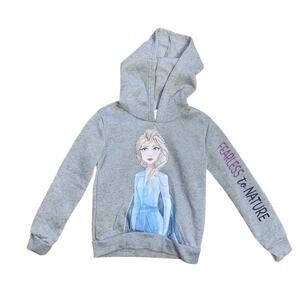 Disney Frozen Sweatshirt Girls Size 6 Gray Hooded Graphic Print Pullover Elsa